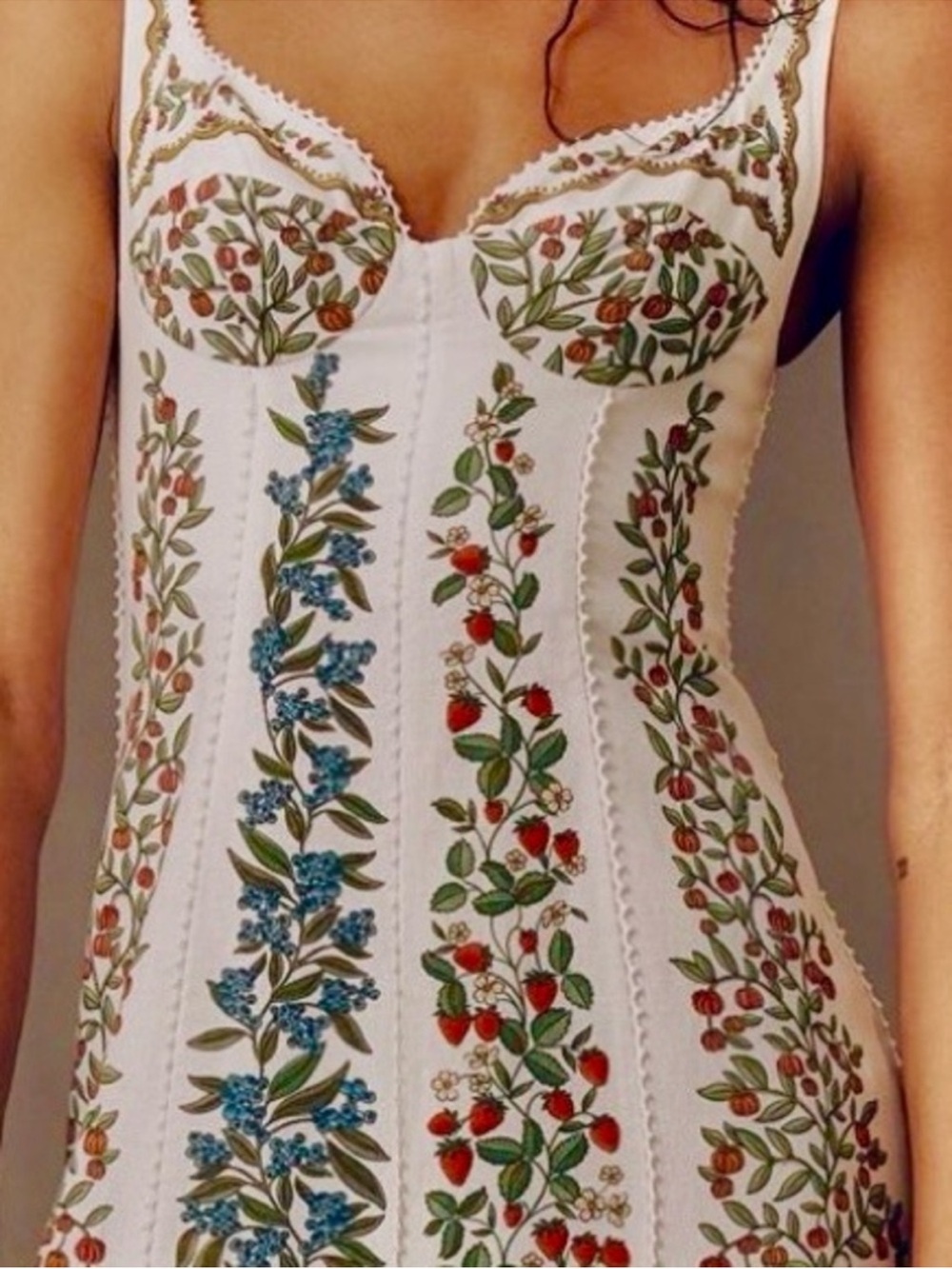 FARM Rio Women’s Fruit Beauty Linen Berry Garden Floral Print Maxi Dress Small - Picture 2 of 9
